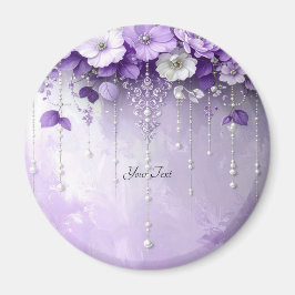 Imán de Flores Purpúreas con Perlas Colgantes