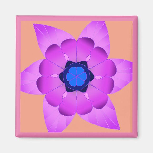 Imán de flores rosas y azules (Frente)