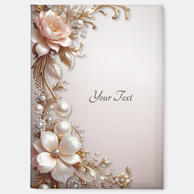 Imán de Flores Suaves Rosadas y Blancas (Anverso)
