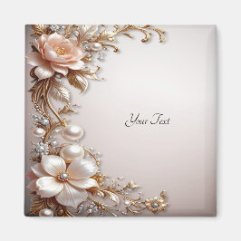 Imán de Flores Suaves Rosadas y Blancas