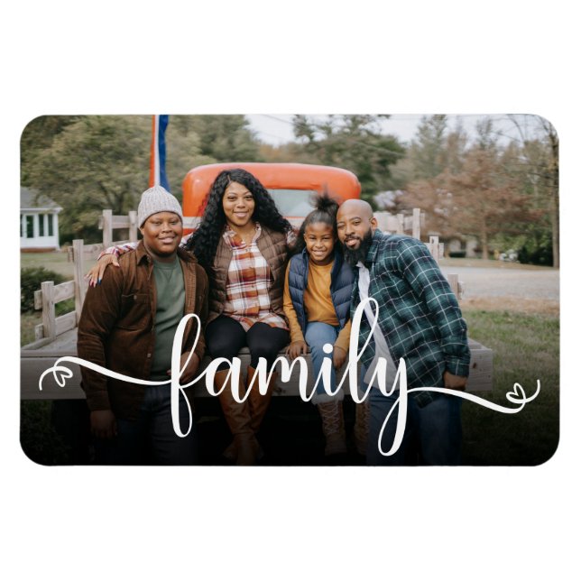 Imán de foto con letra de familia (Horizontal)