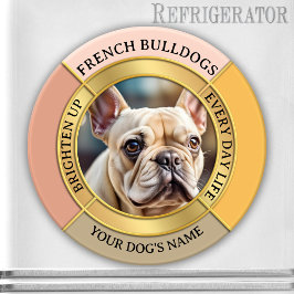 Imán de foto con marco de oro de Bulldog Francés p