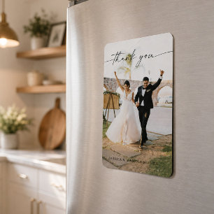 Imán de foto de agradecimiento moderno para boda