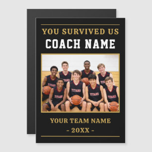 Imán de foto de baloncesto de entrenador que sobre