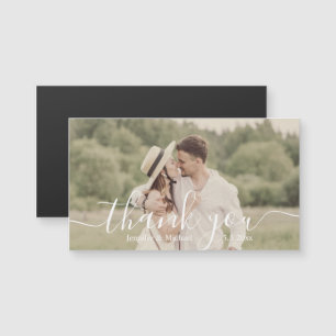 imán de foto de boda con letra a mano simple graci