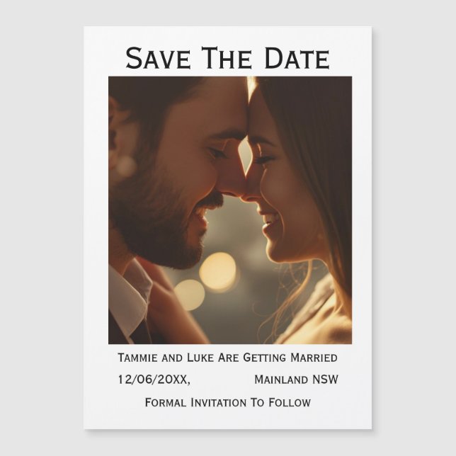 Imán de Foto de Boda para Guardar la Fecha  (Anverso)