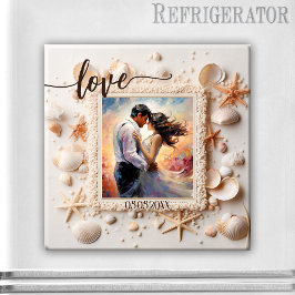 Imán de foto de conchas de Peach Beach