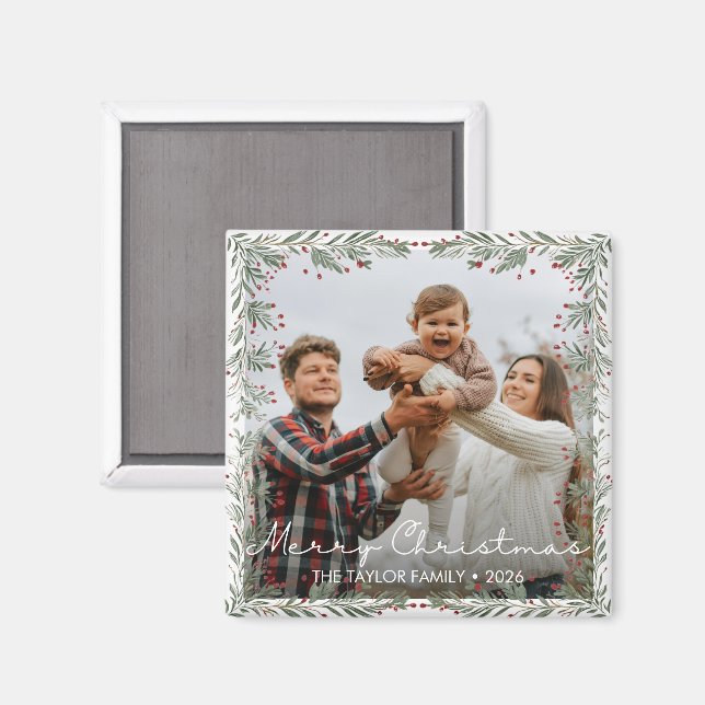 Imán de foto de Feliz Navidad (Anverso/Reverso)