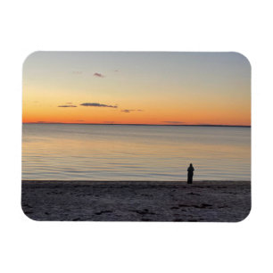 Imán de foto de figura solitaria en la playa