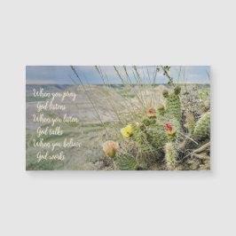 Imán de foto de flor de cactus inspiradora Dios es