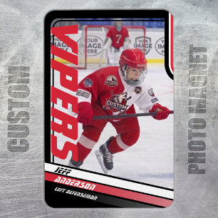 Imán de foto de hockey sobre hielo Apex rojo perso