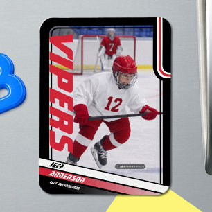 Imán de foto de hockey sobre hielo Apex rojo perso