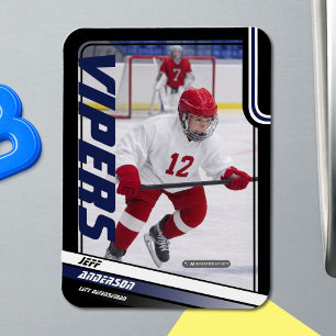 Imán de foto de hockey sobre hielo azul Apex perso