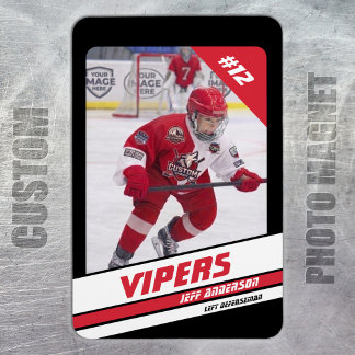 Imán de foto de hockey sobre hielo rojo Elite pers