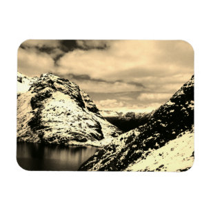 Imán de foto de paisaje de nubes de lago de montañ