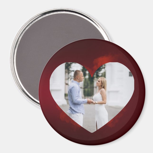 Imán de foto de pareja personalizado con marco de  (Anverso/Reverso)