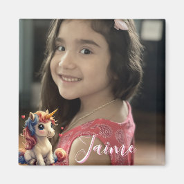 Imán de foto de unicornio para el día de San Valen