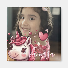 Imán de foto de unicornio para el día de San Valen