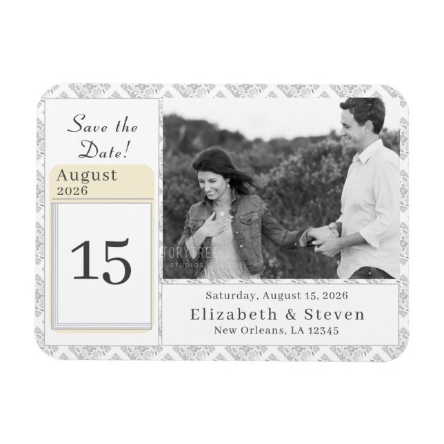 Imán de foto flexible católico de encaje blanco pa (Horizontal)