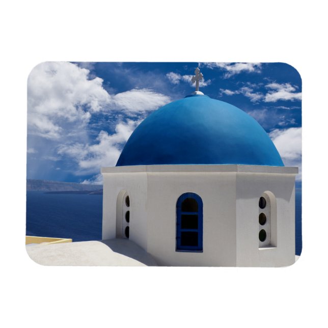 Imán de foto flexible de Santorini, Grecia (Horizontal)