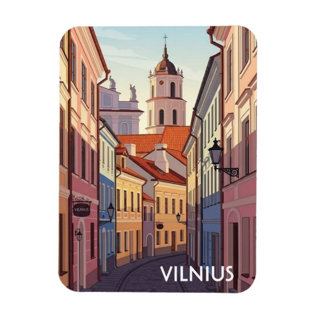 Imán de foto flexible del casco antiguo de Vilna L (Vertical)