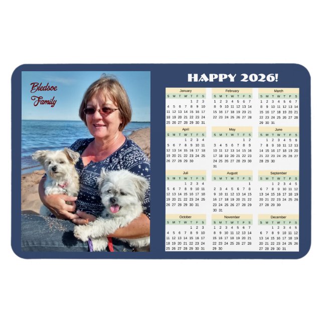 Imán de foto para calendario familiar 2026 (Horizontal)