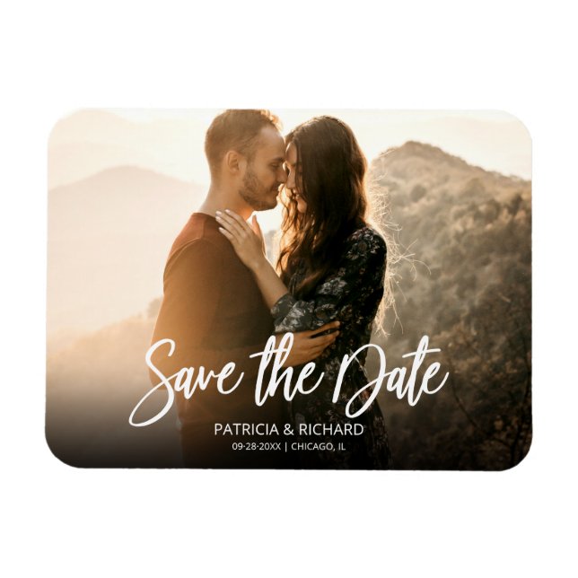 Imán de foto para guardar la fecha de la boda con  (Horizontal)