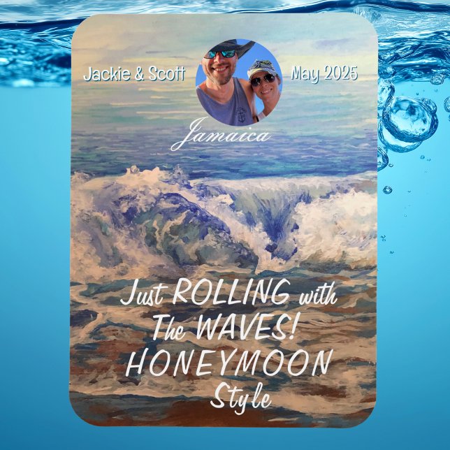 Imán de foto personalizable de crucero de luna de  (This Design is created for the honeymooners, Personalize)
