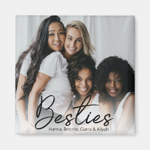 Imán de foto personalizado con guión de Besties