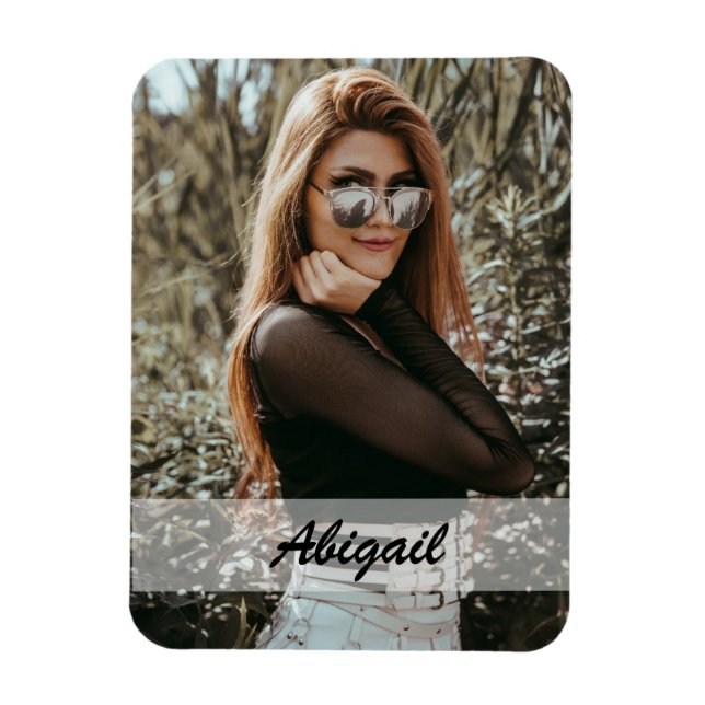Imán de foto y nombre personalizado (Vertical)