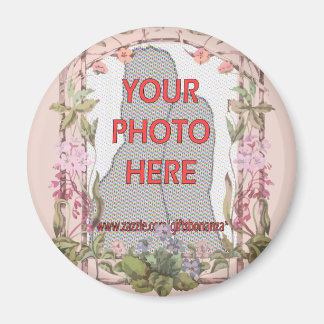 imán de fotografía con flores de personalizable