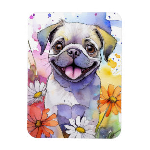 Imán de fotografía de perro de pug