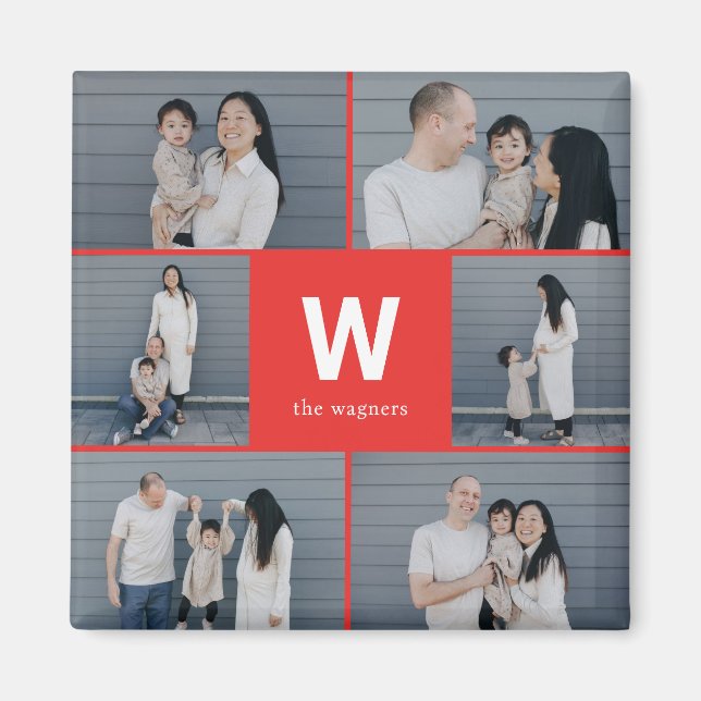 Imán de fotografía moderno en negrita editable en  (Frente)