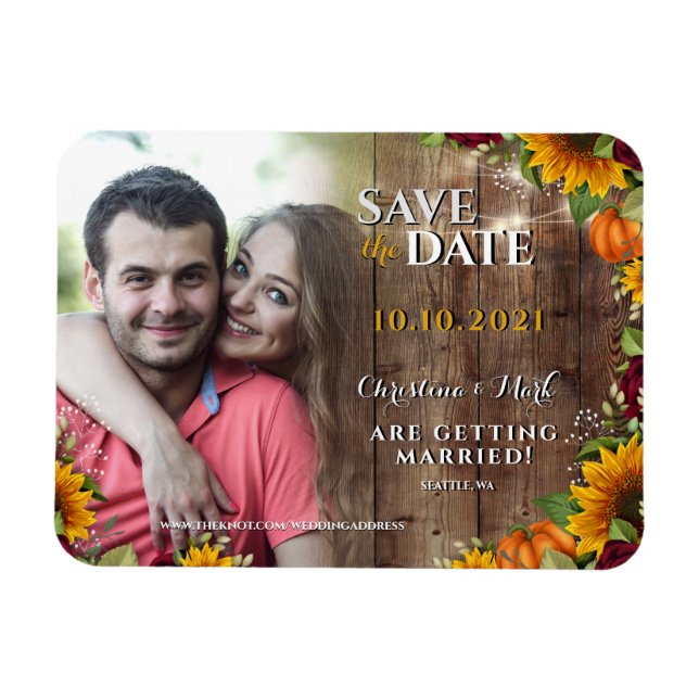 Imán de fotos de girasol de Rosa ruso de calabaza  (Horizontal)