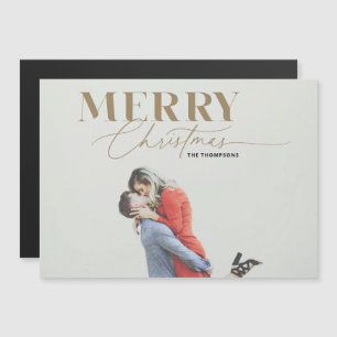 Imán de fotos de Navidades del Serif Gold Merry Sc