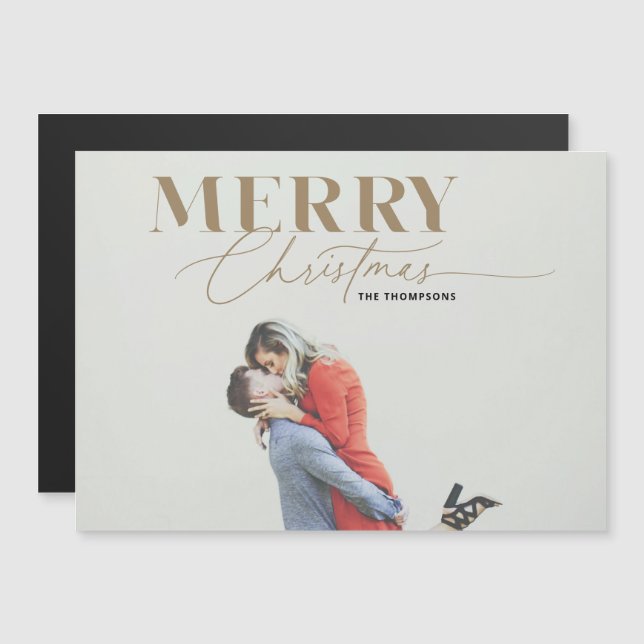 Imán de fotos de Navidades del Serif Gold Merry Sc (Anverso/Reverso)