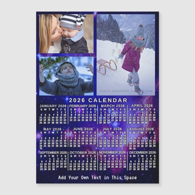 Imán de fotos personalizadas del calendario espaci (Anverso)