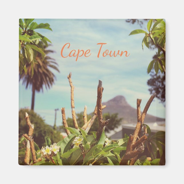 Imán de Frangipani del León de Ciudad del Cabo (Frente)