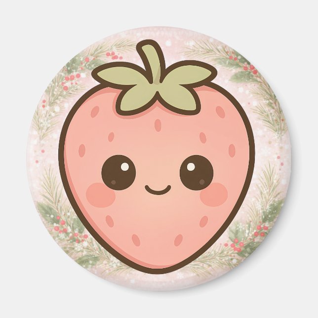 Imán de Fresa Kawaii Adorable (Frente)