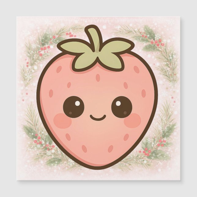 Imán de Fresa Kawaii Adorable (Anverso)