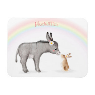 Imán de frigorífico personalizado de burro y conej