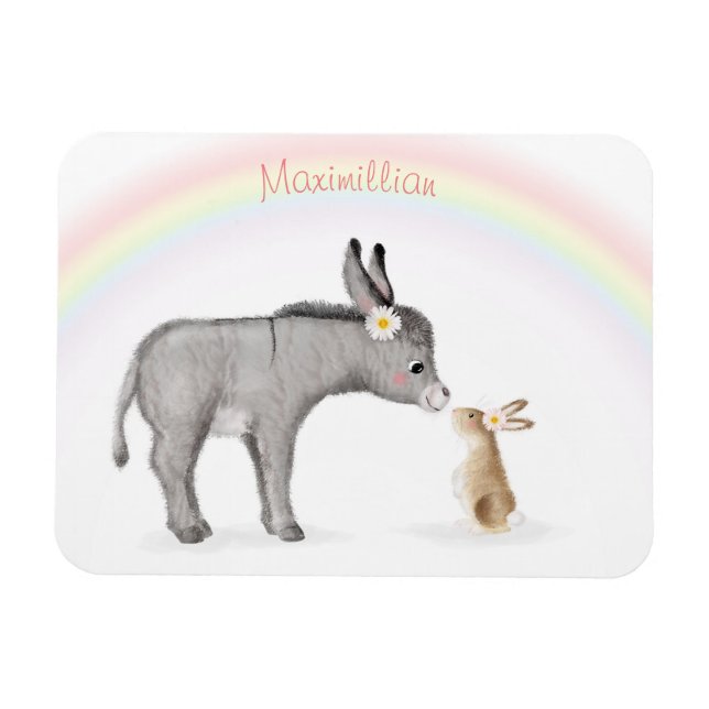 Imán de frigorífico personalizado de burro y conej (Horizontal)
