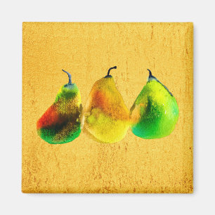 Imán de fruta verde acuarela