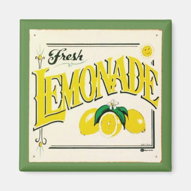 Imán de frutas de verano de limonada vintage (Frente)