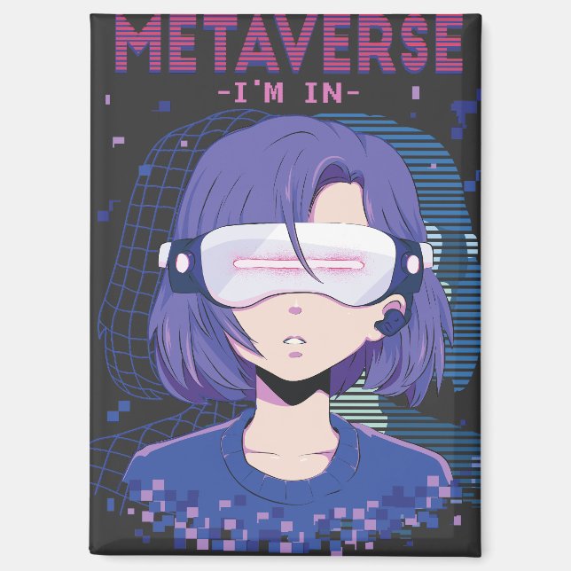 Imán de gafas de realidad virtual de chica anime (Anverso)