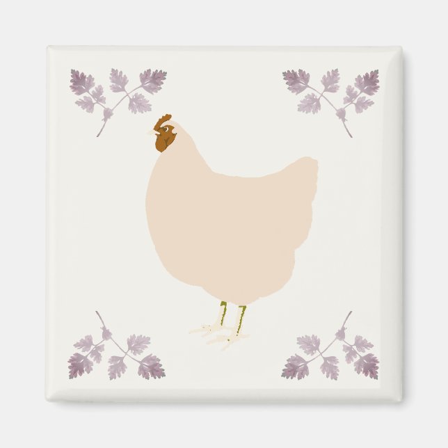Imán de Gallina y Hierbas de Cerafolio Rústico (Frente)