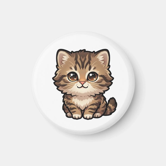 Imán de gatito atigrado marrón lindo (Frente)