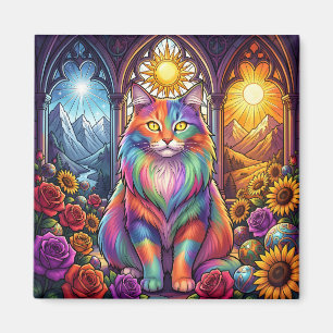 imán de gato arcoíris