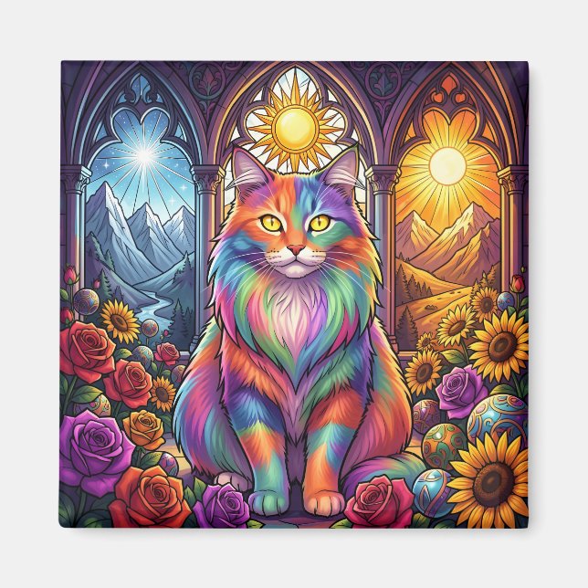 imán de gato arcoíris (Frente)
