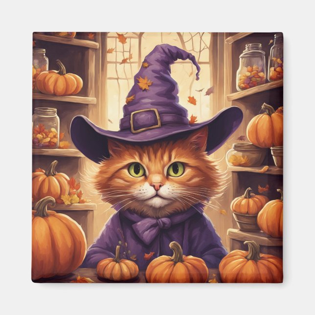 imán de gato de Halloween (Frente)